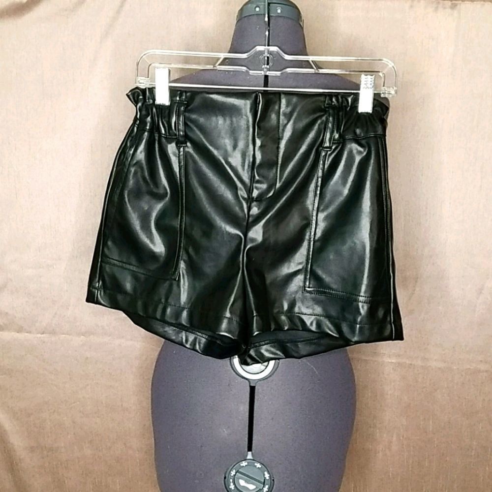 SHINESTAR Faux Leather Short Shorts